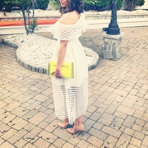 Self Portrait Lace Frill Midi Dress- White